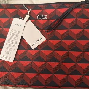 Lacoste Red and Black Patterned Pouch